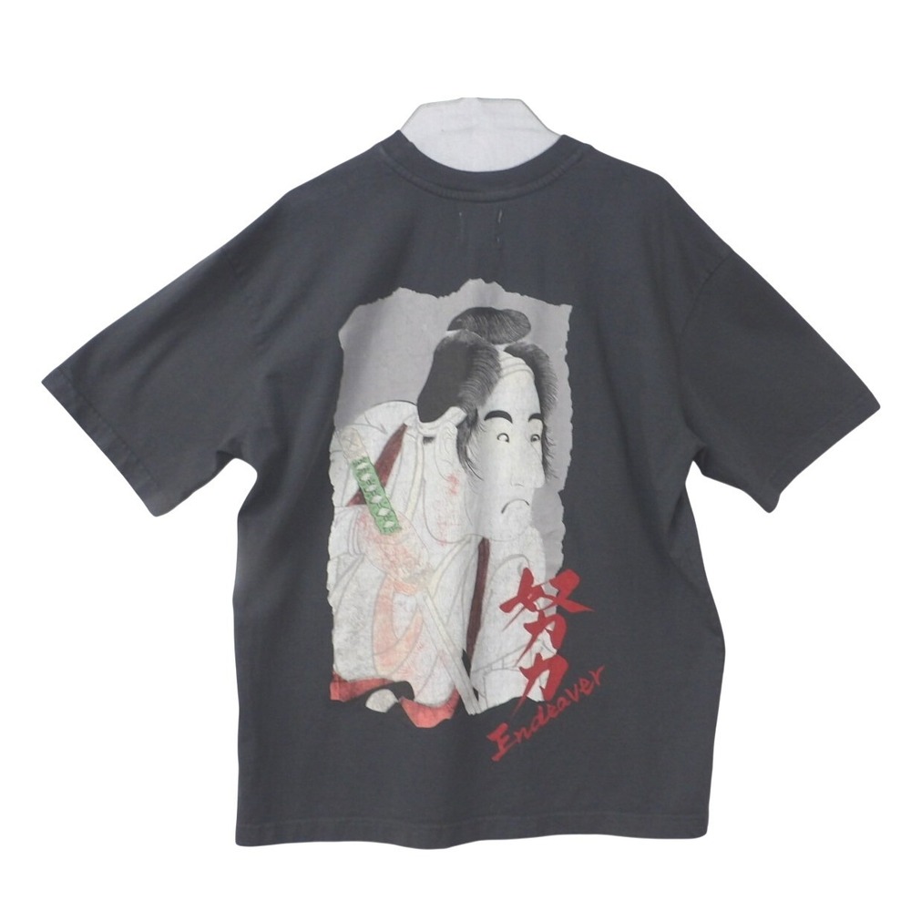 Prime Essentials Mens Graphic T Shirt Samurai Print Charcoal Gray Medium
